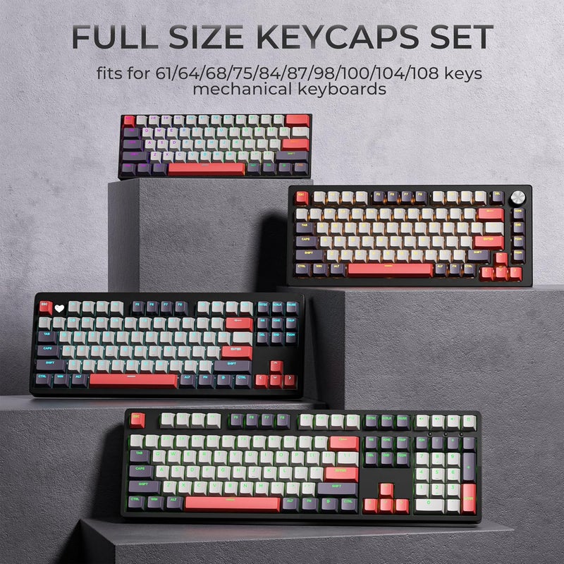 OHY XVX Shine Through Keycaps -133 Keys Cherry Profile Double Shot PBT Keycaps Compatible for 60%/75%/100% Retro Gaming Mechanical Keyboard-Vintage Red - Image 2